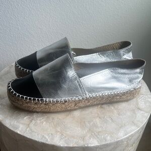 Aldo Silver and Black Cap To Espadrille Flats - Size 9 (40). Excellent Condition